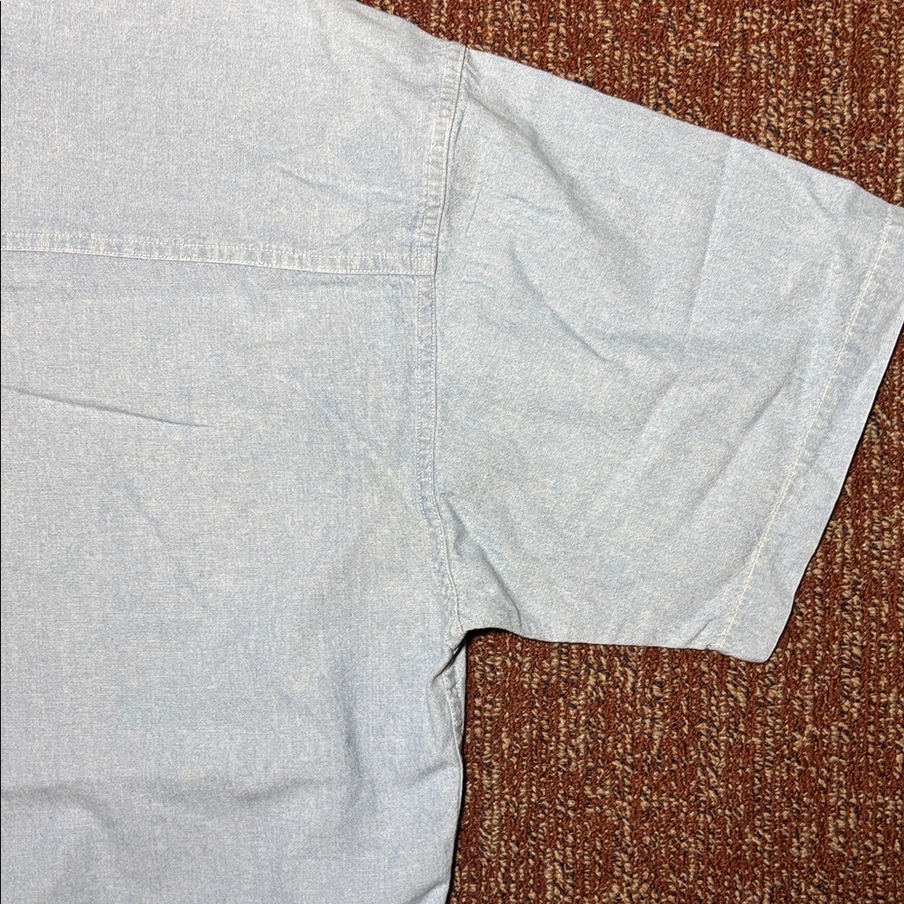 Vintage Chaps Ralph Lauren men’s short sleeve light wash denim Button-Down Shirt - Picture 10 of 12